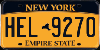 NY license plate HEL9270