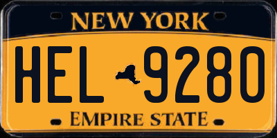 NY license plate HEL9280