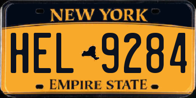 NY license plate HEL9284