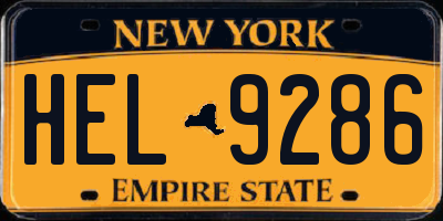NY license plate HEL9286