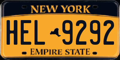NY license plate HEL9292