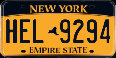 NY license plate HEL9294