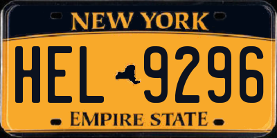 NY license plate HEL9296