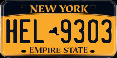 NY license plate HEL9303