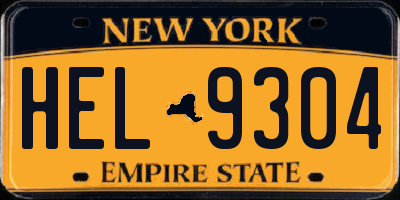 NY license plate HEL9304