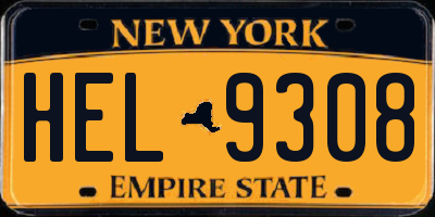 NY license plate HEL9308