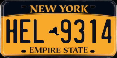 NY license plate HEL9314