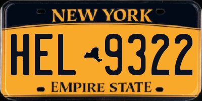 NY license plate HEL9322