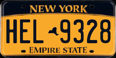 NY license plate HEL9328