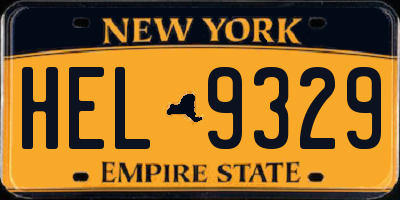 NY license plate HEL9329