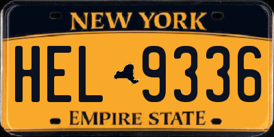 NY license plate HEL9336