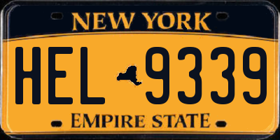 NY license plate HEL9339