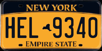 NY license plate HEL9340