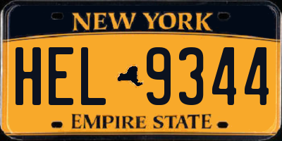 NY license plate HEL9344