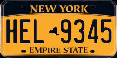 NY license plate HEL9345