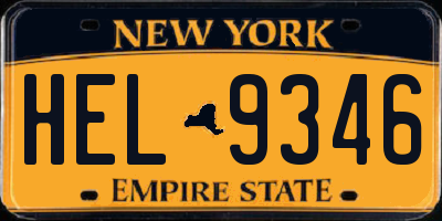 NY license plate HEL9346