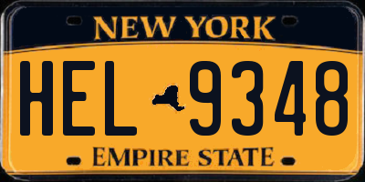 NY license plate HEL9348