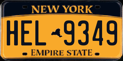 NY license plate HEL9349