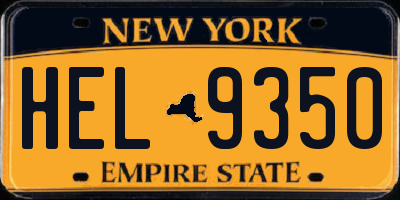 NY license plate HEL9350