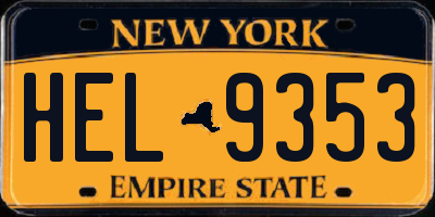NY license plate HEL9353