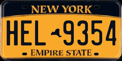 NY license plate HEL9354