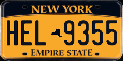 NY license plate HEL9355