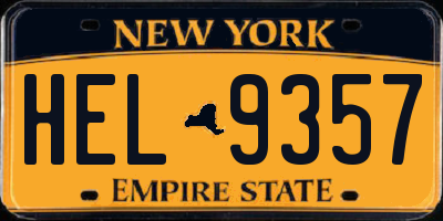 NY license plate HEL9357