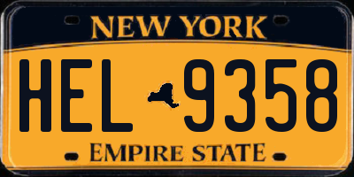 NY license plate HEL9358