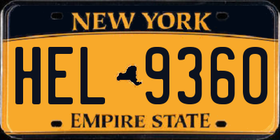 NY license plate HEL9360