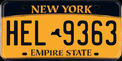 NY license plate HEL9363