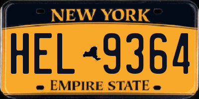 NY license plate HEL9364