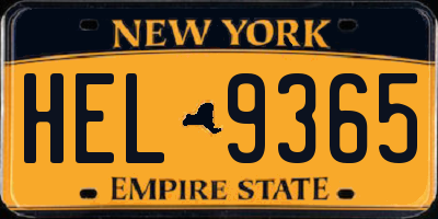 NY license plate HEL9365