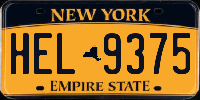 NY license plate HEL9375