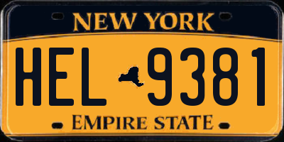 NY license plate HEL9381