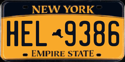 NY license plate HEL9386