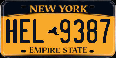 NY license plate HEL9387