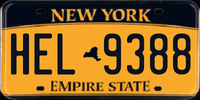 NY license plate HEL9388