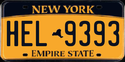 NY license plate HEL9393