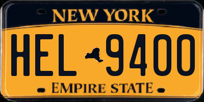 NY license plate HEL9400