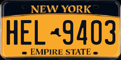 NY license plate HEL9403
