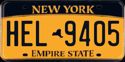 NY license plate HEL9405