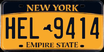 NY license plate HEL9414