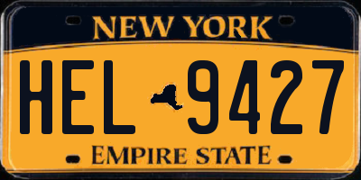 NY license plate HEL9427