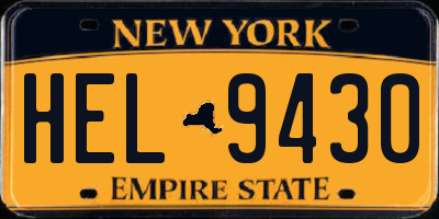 NY license plate HEL9430