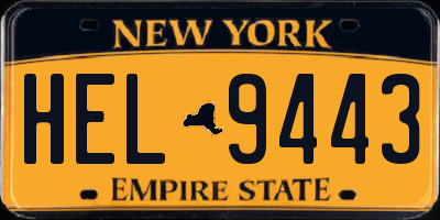 NY license plate HEL9443