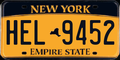 NY license plate HEL9452