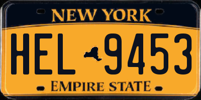 NY license plate HEL9453