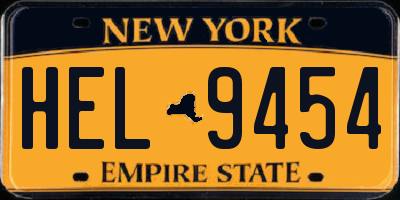 NY license plate HEL9454