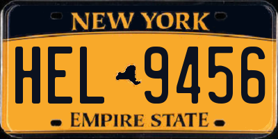 NY license plate HEL9456