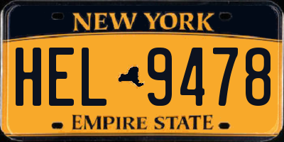 NY license plate HEL9478